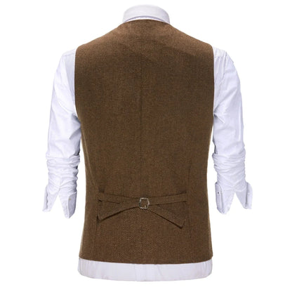 Men's Herringbone Vest – Single Breasted Waistcoat for Men | Wedding, Business & Smart Casual