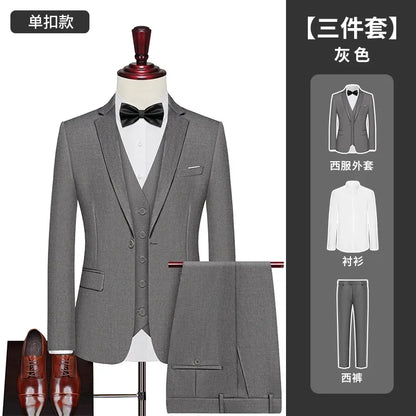 Men's 3-Piece Slim Fit Suit – Single Breasted Blazer, Vest & Pants for Business, Wedding & Smart Casual Wear