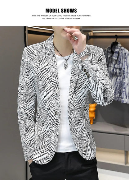 Blazer Men's Fashion Outdoor Travel Gentleman Wedding Slimming Business Versatile Trendy Casual Korean-style Formal Wear Blazer