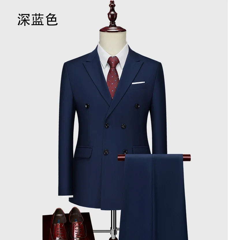Men's Slim Fit 2 Piece Suit Elegant Business Wedding Party Blazer Jacket PantsElevate Your Look