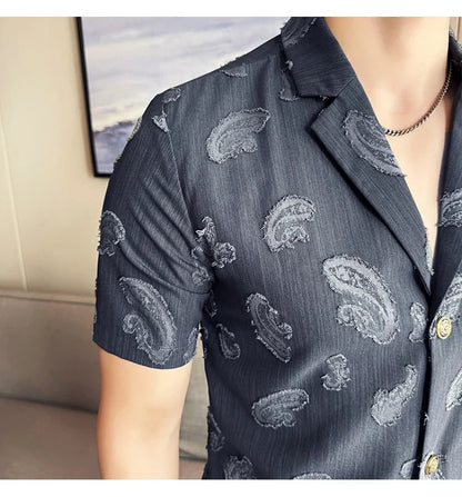 Summer Thin Ice Silk Without Lining Suit Coats 2025 New High-end Fashion Jacquard Casual Social Shirt Coat Men Clothing 4XL-M