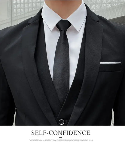 Men's 3-Piece Suit Slim Fit Blazer Vest Pants Set Business Formal Wedding