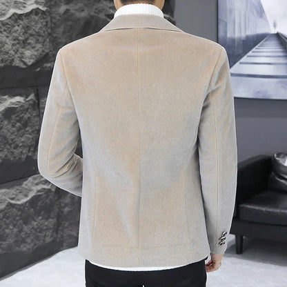 2025 Autumn Suit Men's Fashion Handsome Trend All Matching Woolen Youth Slim Small Suit Dress Single West Coat Coat  M-4XL