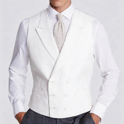 Men's Formal Vest Double Breasted Lapel Waistcoat for Weddings and Business