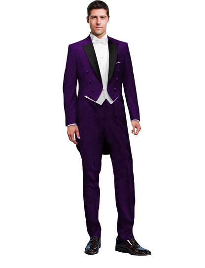 Costume 3 Pièces Solide pour Homme, Smoking de Mariage, Blazer Long, Garçon d'Honneur, Bal de Promo, Costume Masculin Tendance (Veste+Gilet+Pantalon)