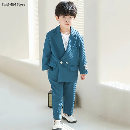 Boys Double Breasted Blazer Jack Vest Pants Children Suit Waistcoat Wedding Clothes Set Toddler Formal Dress Kids Tuxedos Outfit