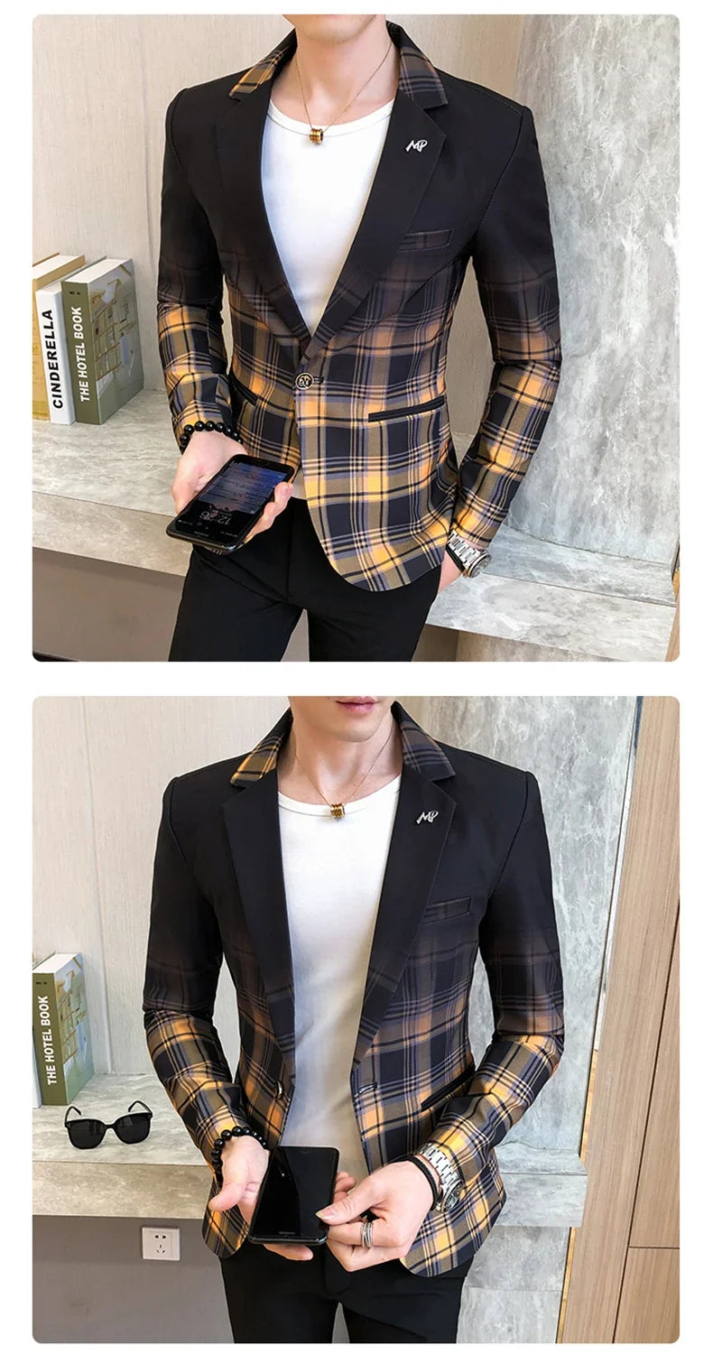 Men's Blazer Suit Jacket 2025 Spring New Fashion Korean Slim Suit Jacket Social Prom Dress Jacket Men's High Quality Clothing