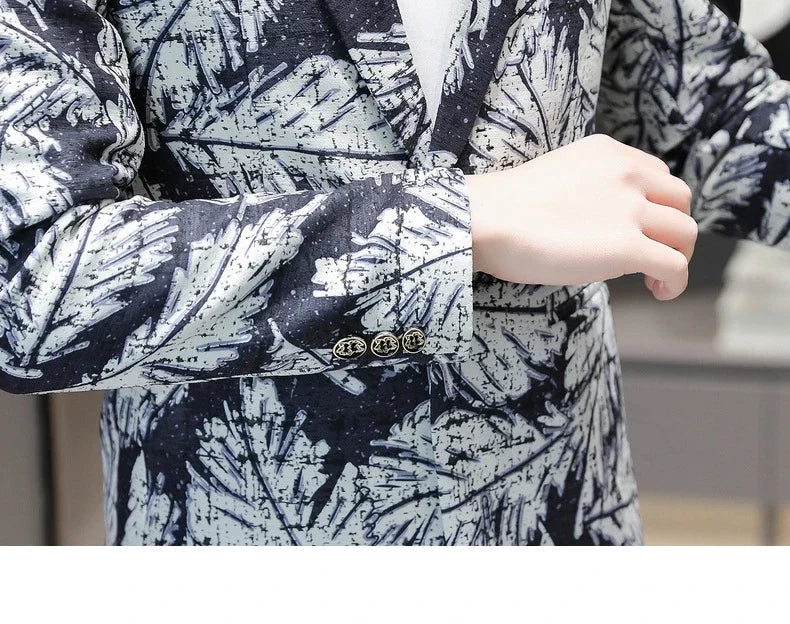 Blazer New Men's Fashionable Casual Business Gentleman Outdoor Trendy Print Banquet Versatile and Slimming Korean Version Blazer