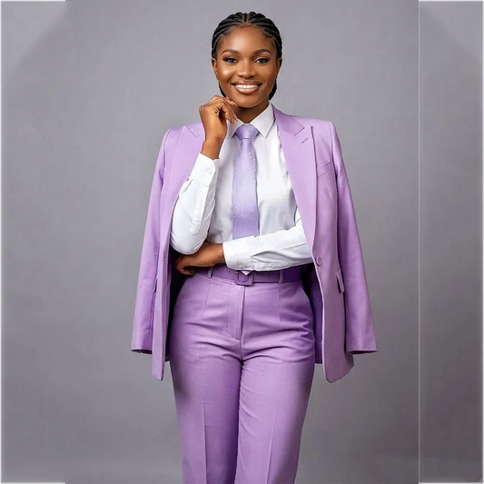 Lavender Women's 2 Piece Suit Set Peak Lapel Slim Fit Formal Office Lady Commute Outfit Business Party Wear(Jacket+Pants)