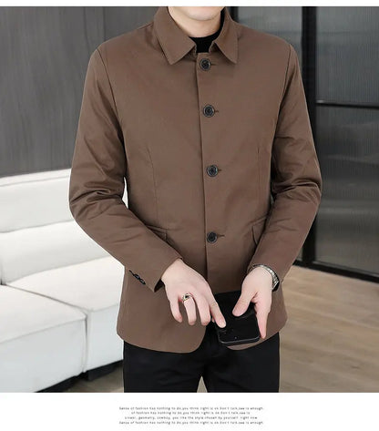 Blazer Men's Business Gentleman Wedding Fashion Best Man Solid Color Slim Fit Casual Mink Velvet with Cotton Thickened Blazer