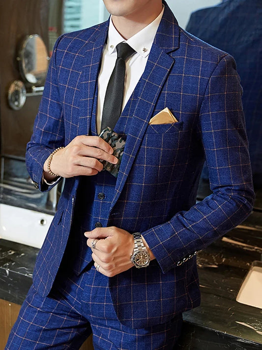 Men's Slim Fit Single Breasted Suit – Wedding & Formal Occasion Set (2-Piece & 3-Piece)