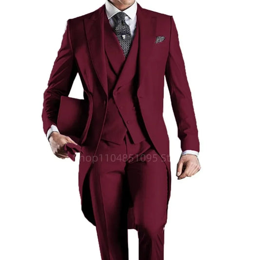 Men's 3-Piece Slim Fit Suit – Single Breasted Blazer, Vest & Pants Set for Wedding, Business & Formal Occasions
