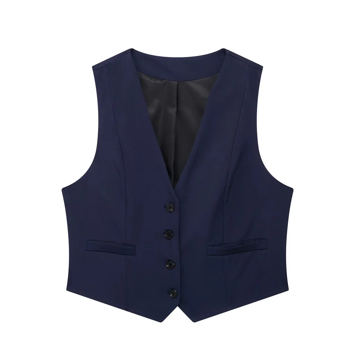 Cropped Formal Vests Woman Office Sleeveless Women's Suit Vest Summer Button Black White Short Vest Casual Working Vest