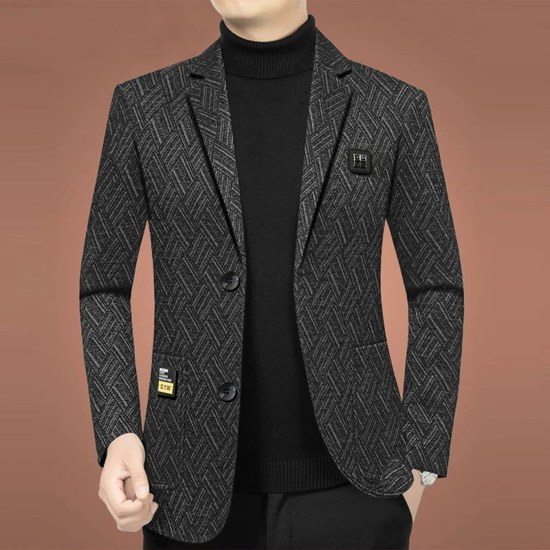 Blazer Men's Fashionable Business Banquet Dance Singer Striped Fitted Casual Trendy Wedding Banquet Dress Performance Blazer