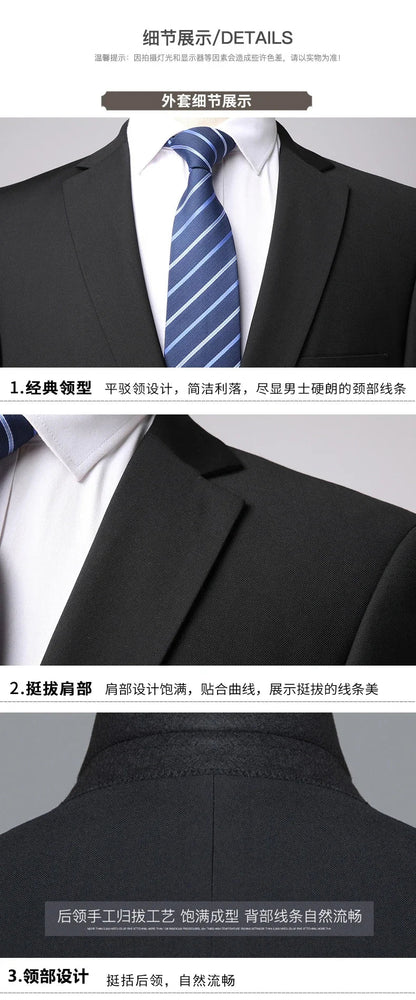 Blazer New Men's Fashion Business Solid Color British Style Professional Work Groom Wedding Dress Best Man Blazer Jacket