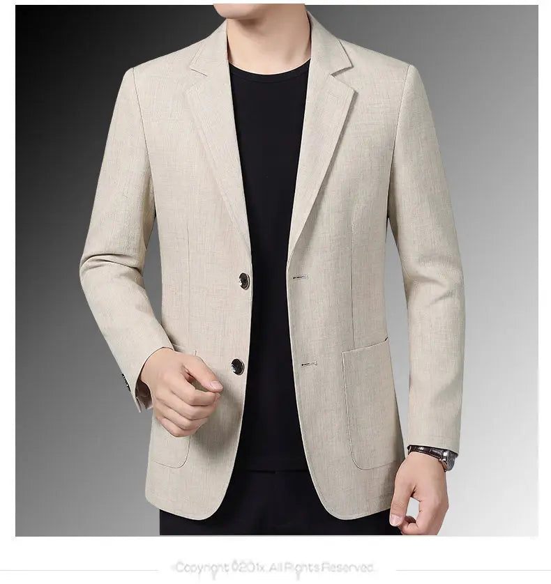 30% Linen Blazer - Stylish Business Formal Men's Suit with Gentleman British Style Trendy Breathable and Versatile Casual Blazer