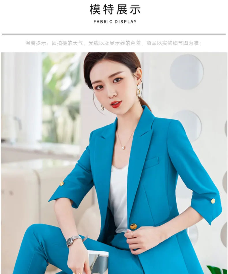 Fashionable professional women's mid-sleeved suit, high-quality two-piece pants + suit jacket, new spring 2026