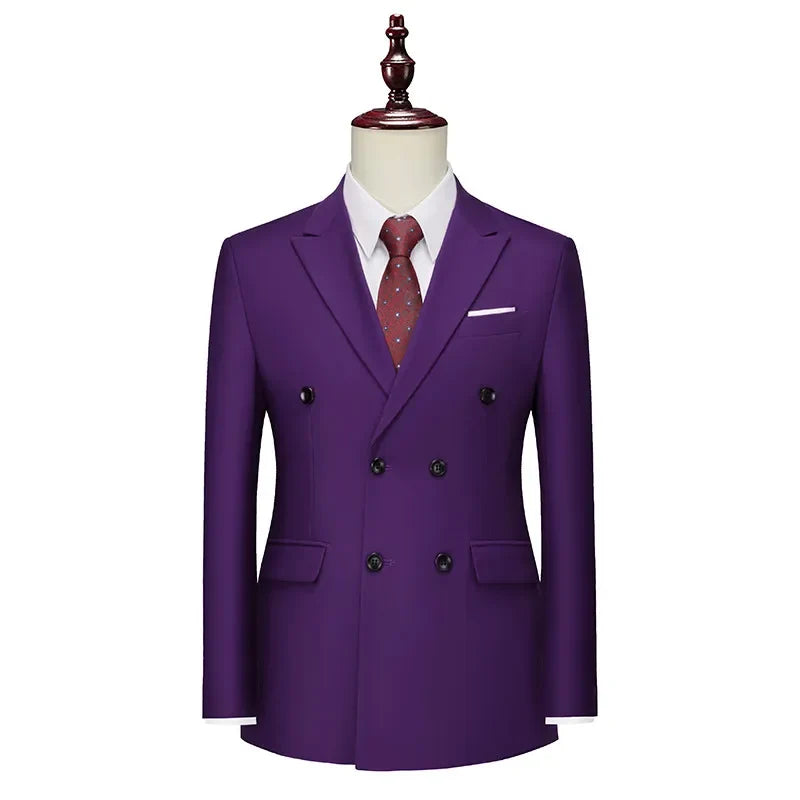 2026 Men Double Breasted Blazer Coats Fashion Solid Mens Wedding Prom Dress Male Business Casual Slim Fit Suits Jacket 6XL