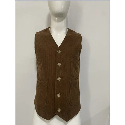 Blazer Men's Fashion Gentleman Business British Style Gentleman Corduroy Wedding Lapel Professional Casual Performance Host Vest