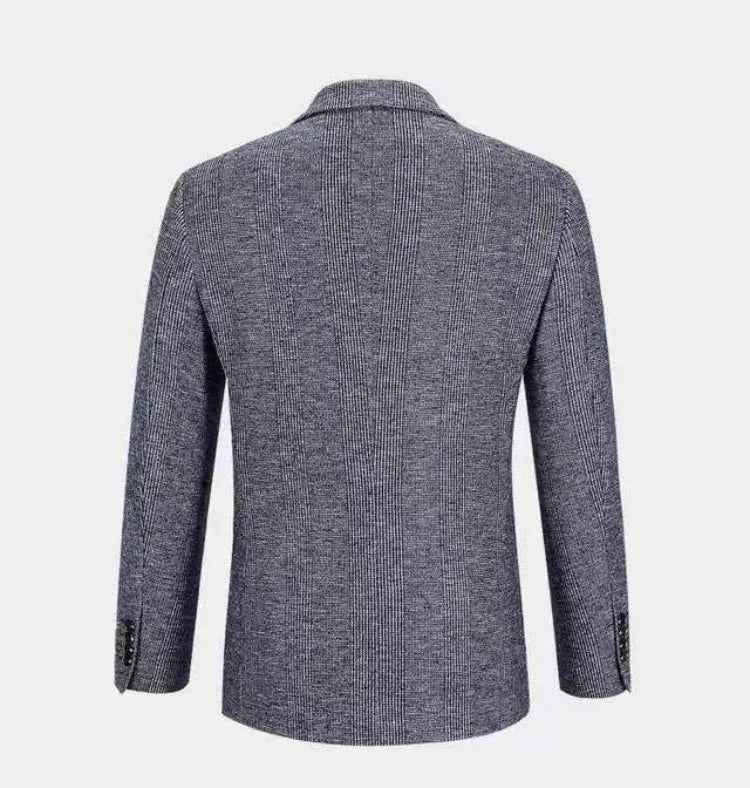 Wool Blend Classic Fashion Patterned Tweed Single-Breasted Blazer Jacket