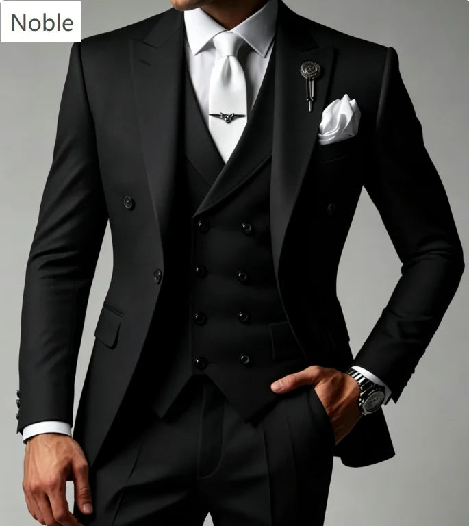 Elegant White Men Wedding Suit 3 Pieces Double Breasted Blazer Vest Pants Set Formal Business Prom Groom Outfit Customized