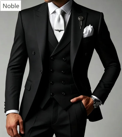 Elegant White Men Wedding Suit 3 Pieces Double Breasted Blazer Vest Pants Set Formal Business Prom Groom Outfit Customized