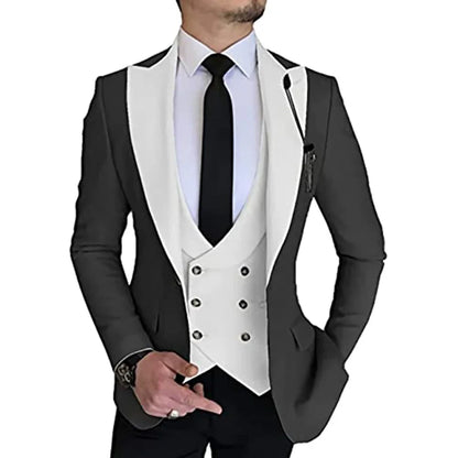Groom suits Wear Party Wedding and Business Prom suits Slim Fit Peak Lapel Suit 3 Piece (Jacket +Vest+ Pants) Costume Homme