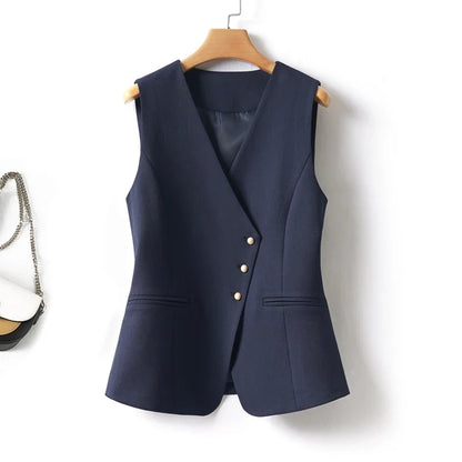 Whitevneck Short Vest for Women Spring & Fall Single-Breasted Slim Workplace Elegant Fashionable Top