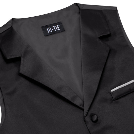 Men's Vest with Tie V-Neck Jacquard Waistcoat for Tuxedo Business Party
