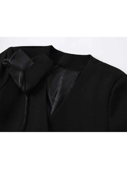Women Black Gothic Blazer Jacket Vintage Long Sleeve Outerwear 3D Floral Casual Suit Coat Harajuku Y2k Emo 2000s Clothes Autumn