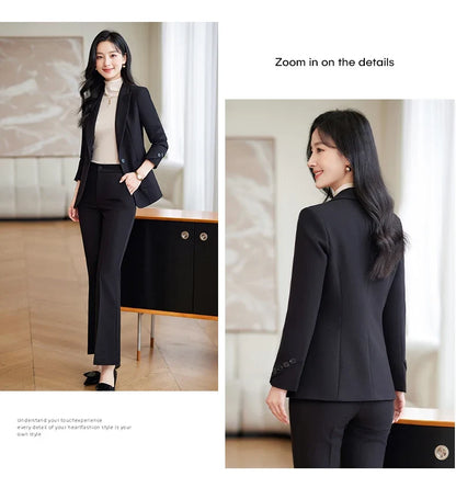 Fashionable professional women's high-quality two-piece trousers + blazer set. 2025 autumn and winter new styles