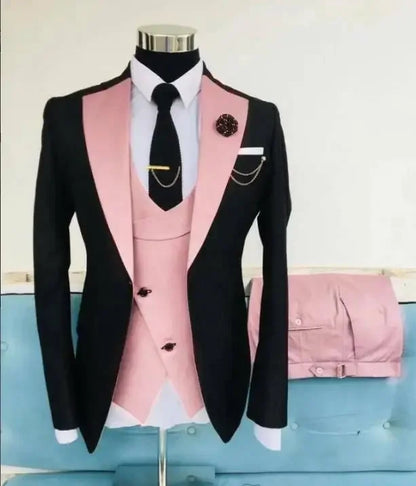 Slim Fit Men Wedding Suits Slim Fit Business Suits Groom Black Tuxedos for Formal Wedding Suits Jacket Pant Vest 3 Pieces