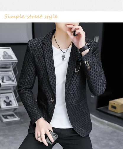 Blazer Men's Fashion Outdoor Travel Gentleman Wedding Slimming Business Versatile Trendy Casual Korean-style Formal Wear Blazer