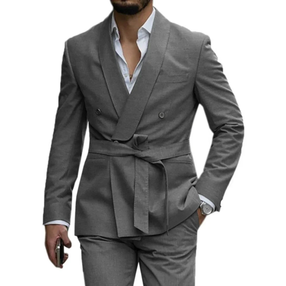 Slim Fit Shawl Lapel Men's Wedding Suits 2 Piece Formal Business Groom Wear Fashion Style Blazer Pants Tuxedos Costume Homme