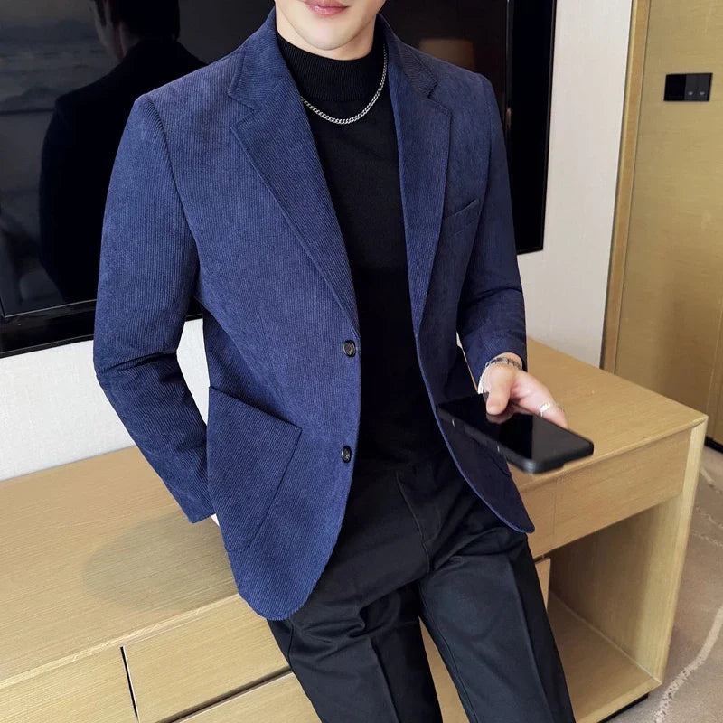 High-end Design, Fashionable, Cool and Trendy Business Casual Banquet New Corduroy Suit Banquet Fine Jacket
