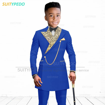 Luxury Boy's Suit Set Homecoming Party Kids Jackets Tailor-made Slim Fit Blazer Pants 2 Pieces Wedding Party Children Tuxedos