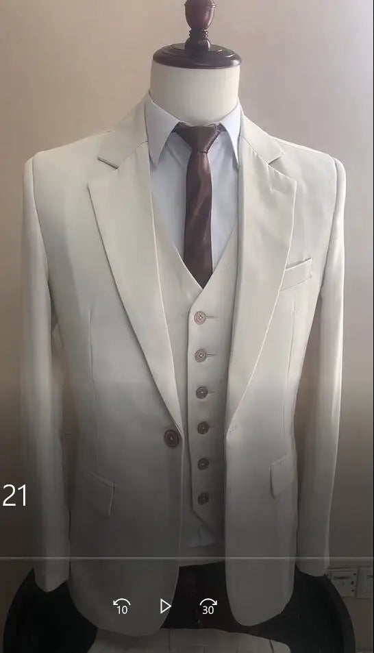 Men Suits Prom Tuxedo Slim Fit 3 Piece Groom Wedding Suits For Men Custom Blazer Terno Masuclino 3 Pieces (Jacket + Vest + Pant)